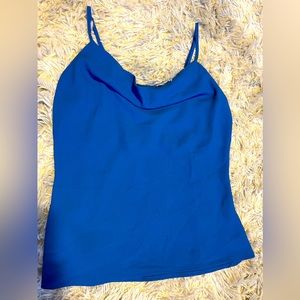 MINE, Elegant blue cowl neck adjustable tank, Medium
